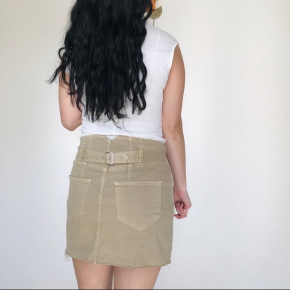 Free People Tan Denim Back Buckle Mini Skirt - Picture 2 of 6